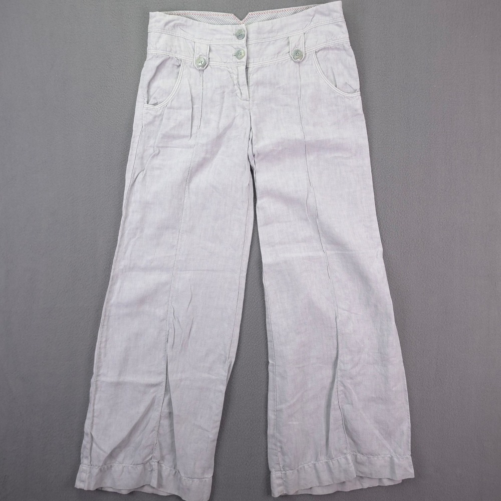 Elevenses Linen Pants Wide Leg Gray 8 Coastal Boho Y2K Trousers 100% Linen